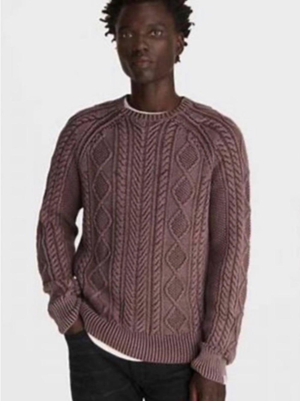Rag & Bone Men’s Dexter Cotton Cable Knit Crewneck Sweater Size Medium